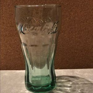 One green Coca Cola Glasse Made in the U.S.A.